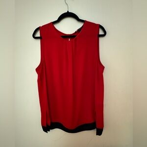 Banana Republic red tunic with navy blue band on bottom. Size L